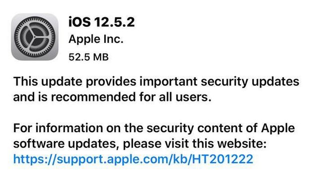 屏边苹果手机维修分享iOS12.5.2发布，建议所有老苹果用户安装 
